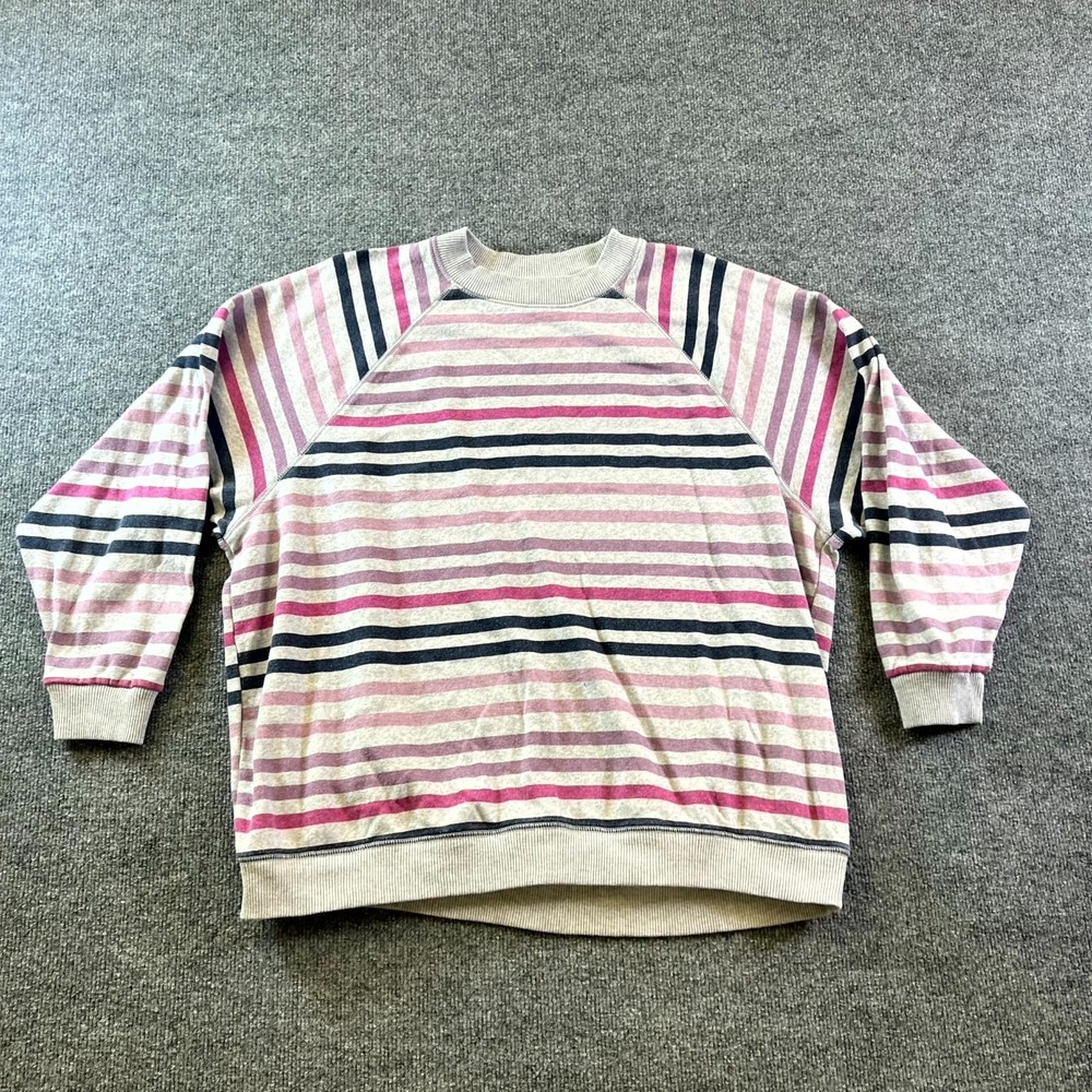 American Eagle Ahh-Mazingly Sweatshirt Women's M Pink Striped Raglan Pullover
